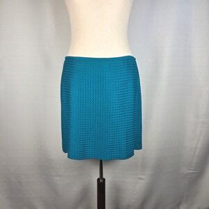 ST JOHN Teal Blue Knit Midi Skirt Women's 16 USA Secretary Office Career